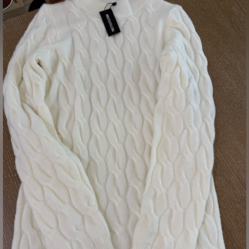 PrettyLittleThing Cream Cable Knit Sweater